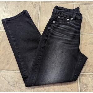 American Eagle Size 0 Distressed Stretch Dark Wash Faded Black Denim Jeans K5